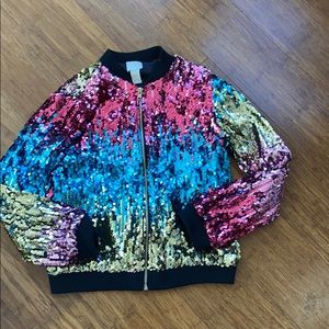Colorful sequin bomber jacket